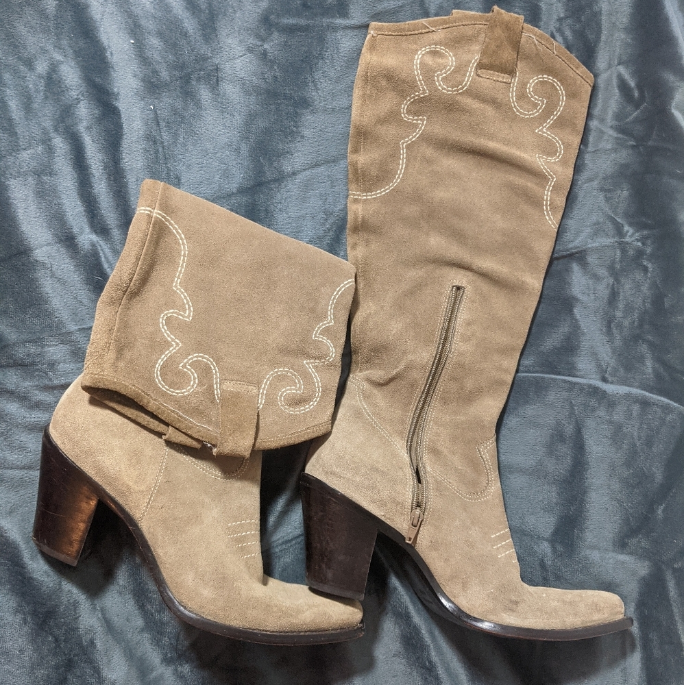 Via Spiga 6.5 Western Cowboy Boots Suede Tall
